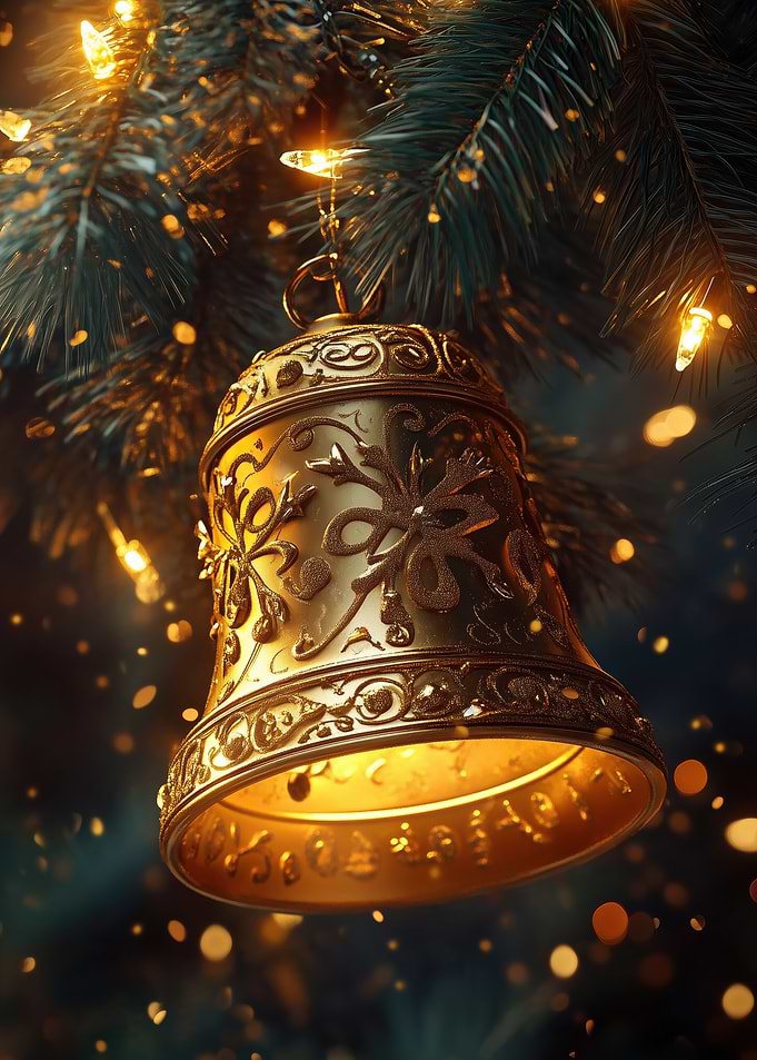 Golden Christmas Bell Ornament