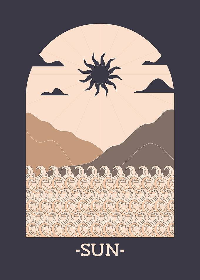 Sun & Waves Minimalist Art