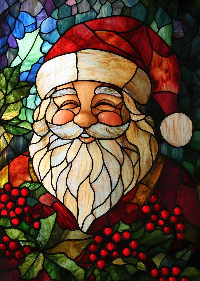 Stained Glass Santa Claus