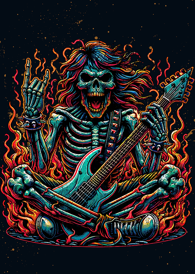 Skeleton Guitarist Rock Star