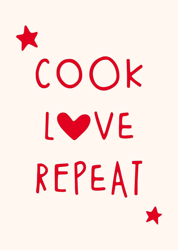 Cook Love Repeat, Kitchen Quote, Kitchen Decor
