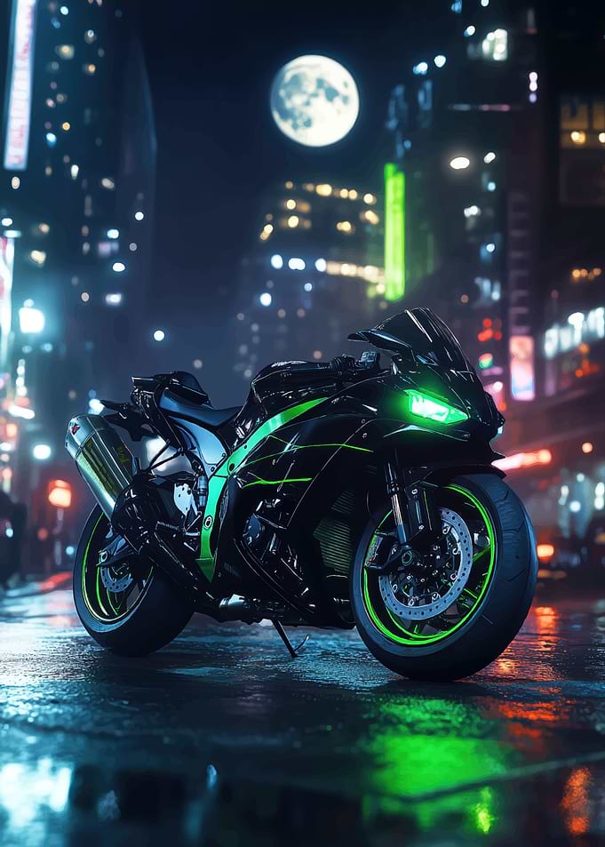 Black Motorcycle in City