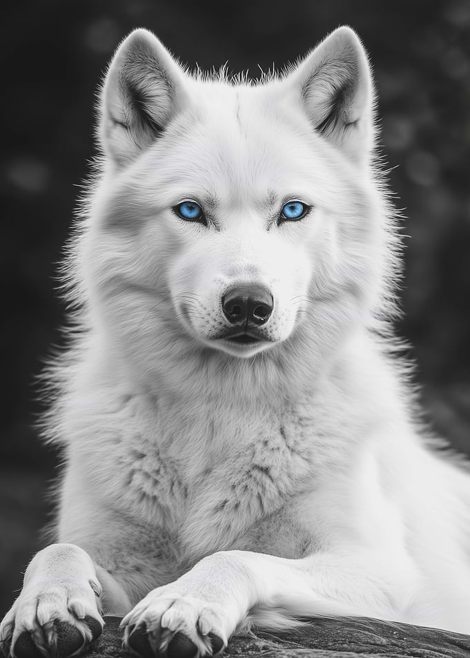 White Wolf with Blue Eyes