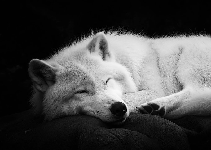 Sleeping White Wolf