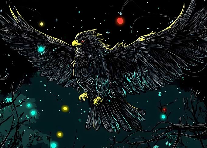 Black Eagle in Flight