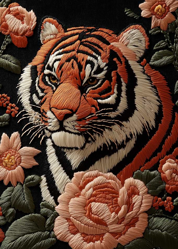 Tiger Embroidery Art