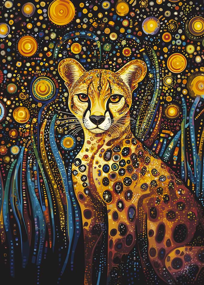 Cheetah Under Starry Night