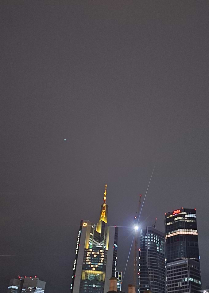 Commerzbank Tower at Night with a heart