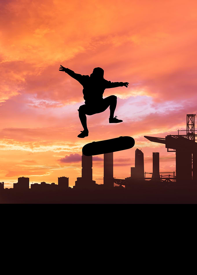 Skateboard Silhouette Sunset