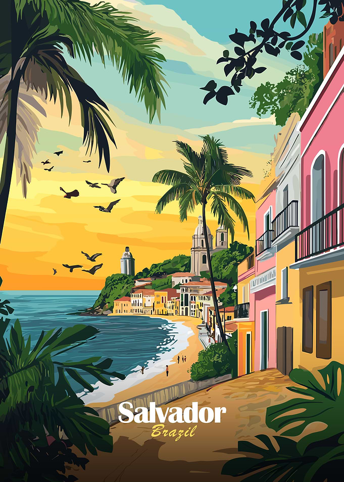 Salvador, Brazil Travel Poster