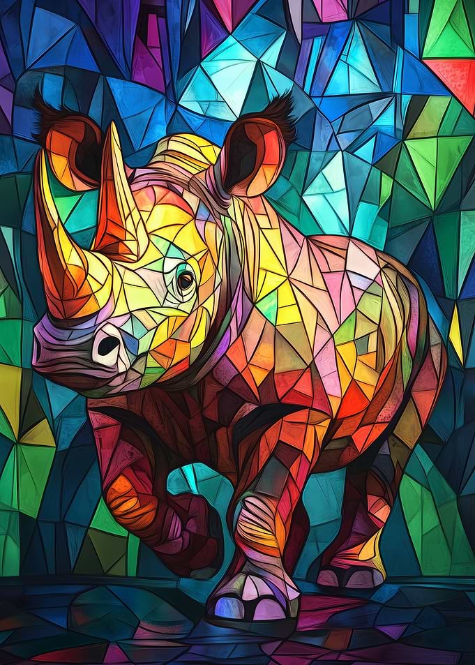 Stained Glass Rhino