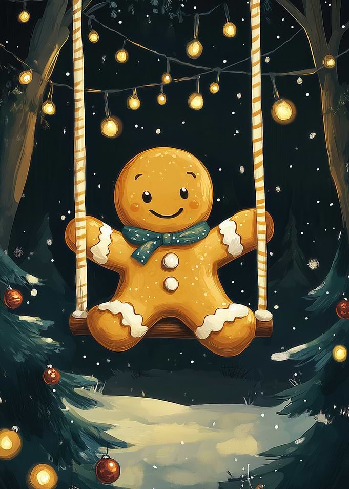Gingerbread Man on Swing