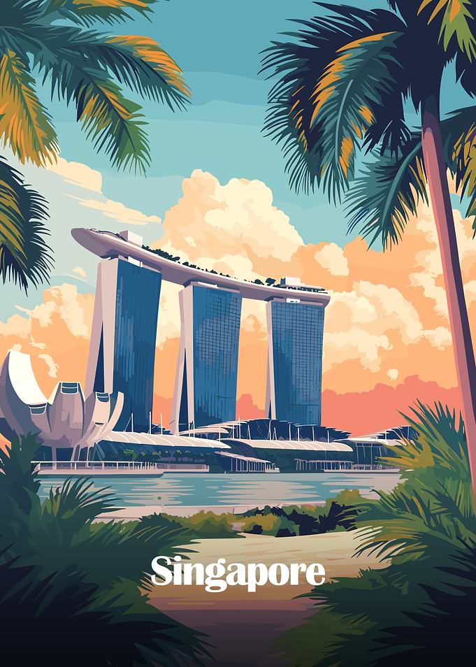 Singapore Skyline Art Print