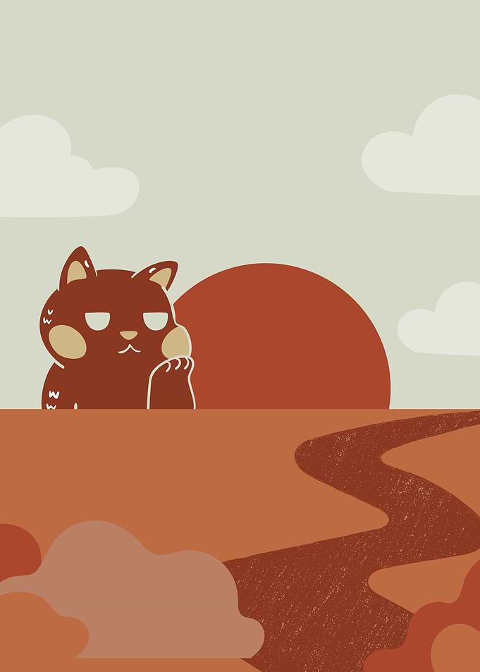 Cat Sunset Landscape