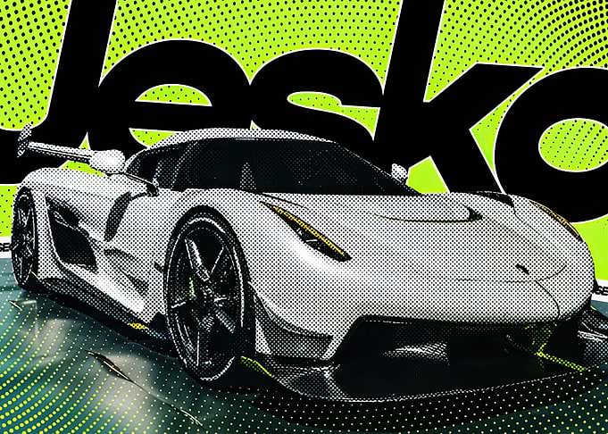 White Sports Car with Green Dot Background