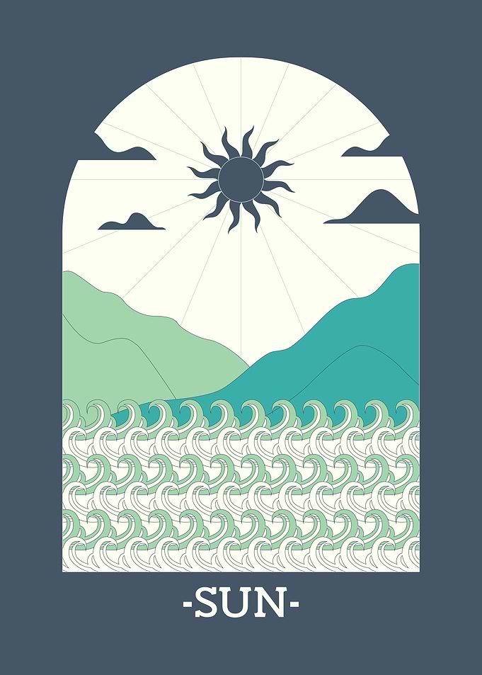 Sun & Waves Minimalist Art