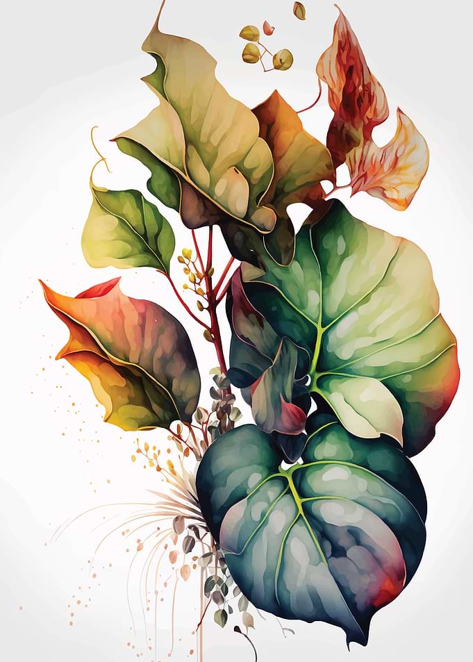 Watercolor Tropical Leaves