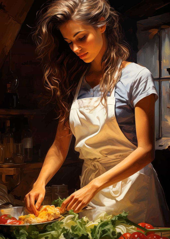 Woman Cooking in Kitchen