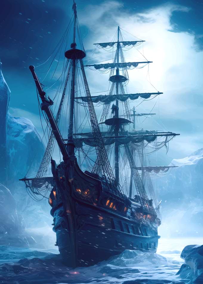 Ghost Ship in Frozen Sea