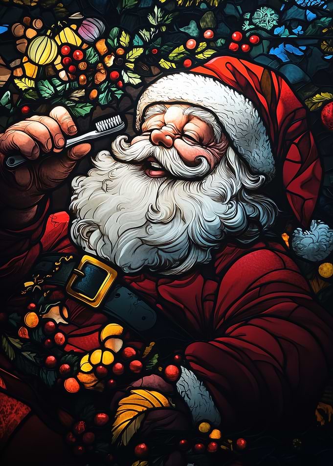 Stained Glass Santa Claus