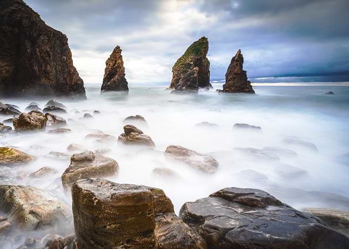 Sea Stacks and Misty Waves