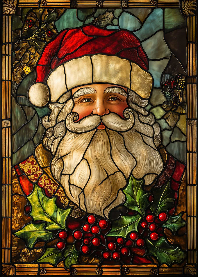 Stained Glass Santa Claus
