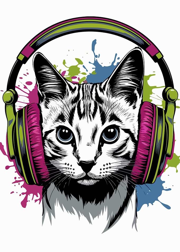 Cat with Headphones