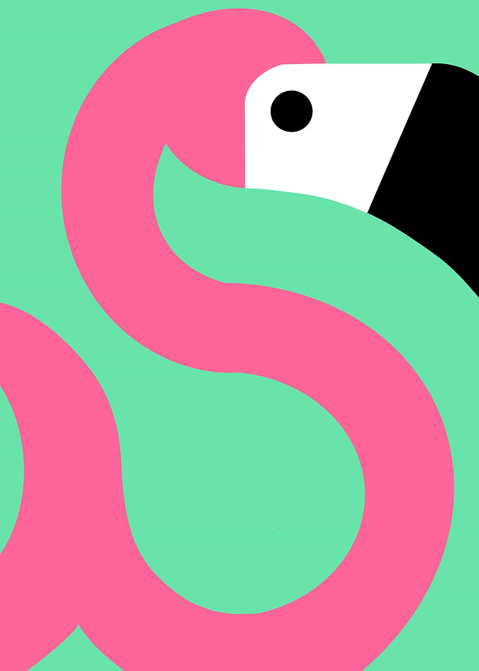 Pink Flamingo Abstract Art