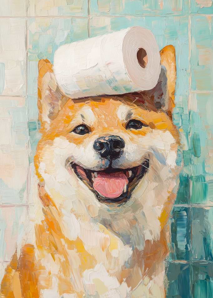 Shiba Inu with Toilet Paper