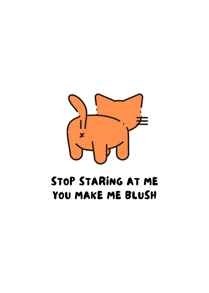 Blushing Cat Illustration