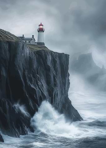 Lighthouse on a Stormy Coast