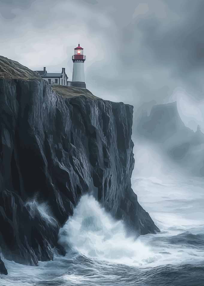 Lighthouse on a Stormy Coast