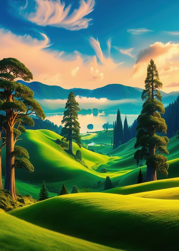 Serene Landscape with Rolling Hills