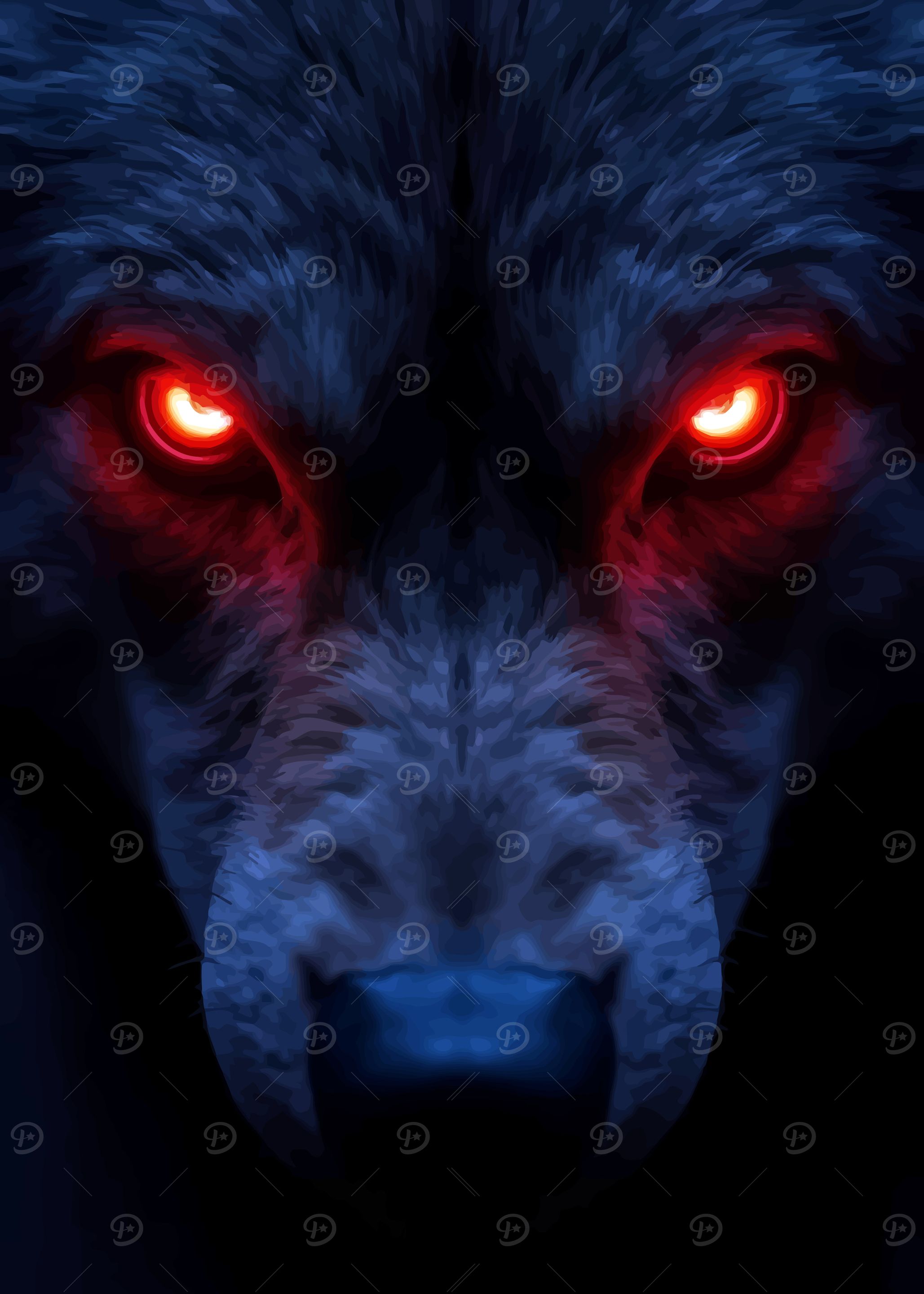 Wolf with Red Eyes