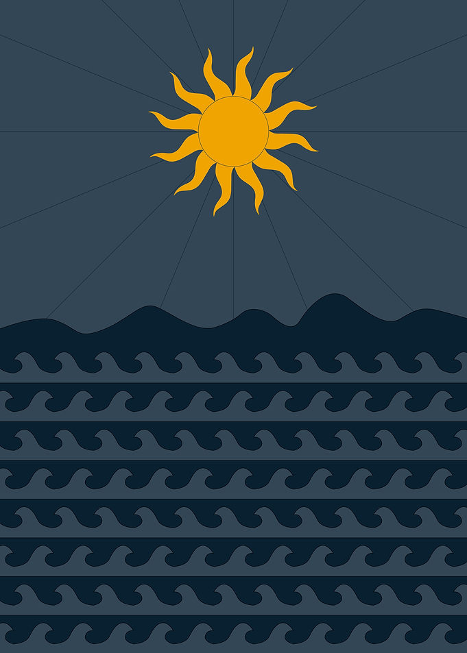 Sun and Waves Minimalist Art