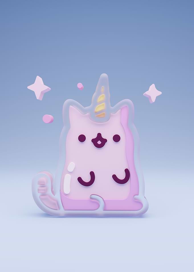 Cute Unicorn Cat 3D Render