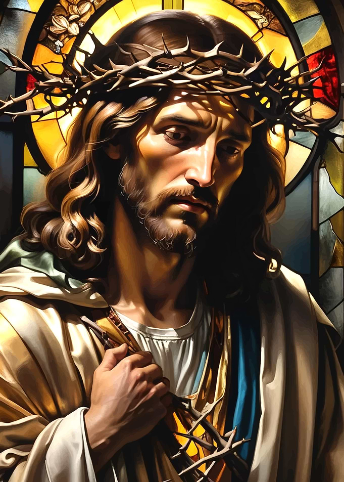 Jesus wears a crown of thorns