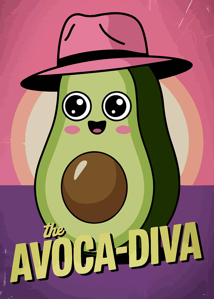 Avocado Diva Retro Art