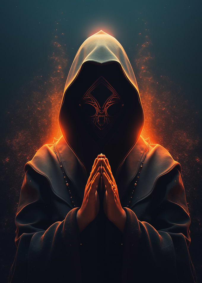 Hooded Figure in Fire