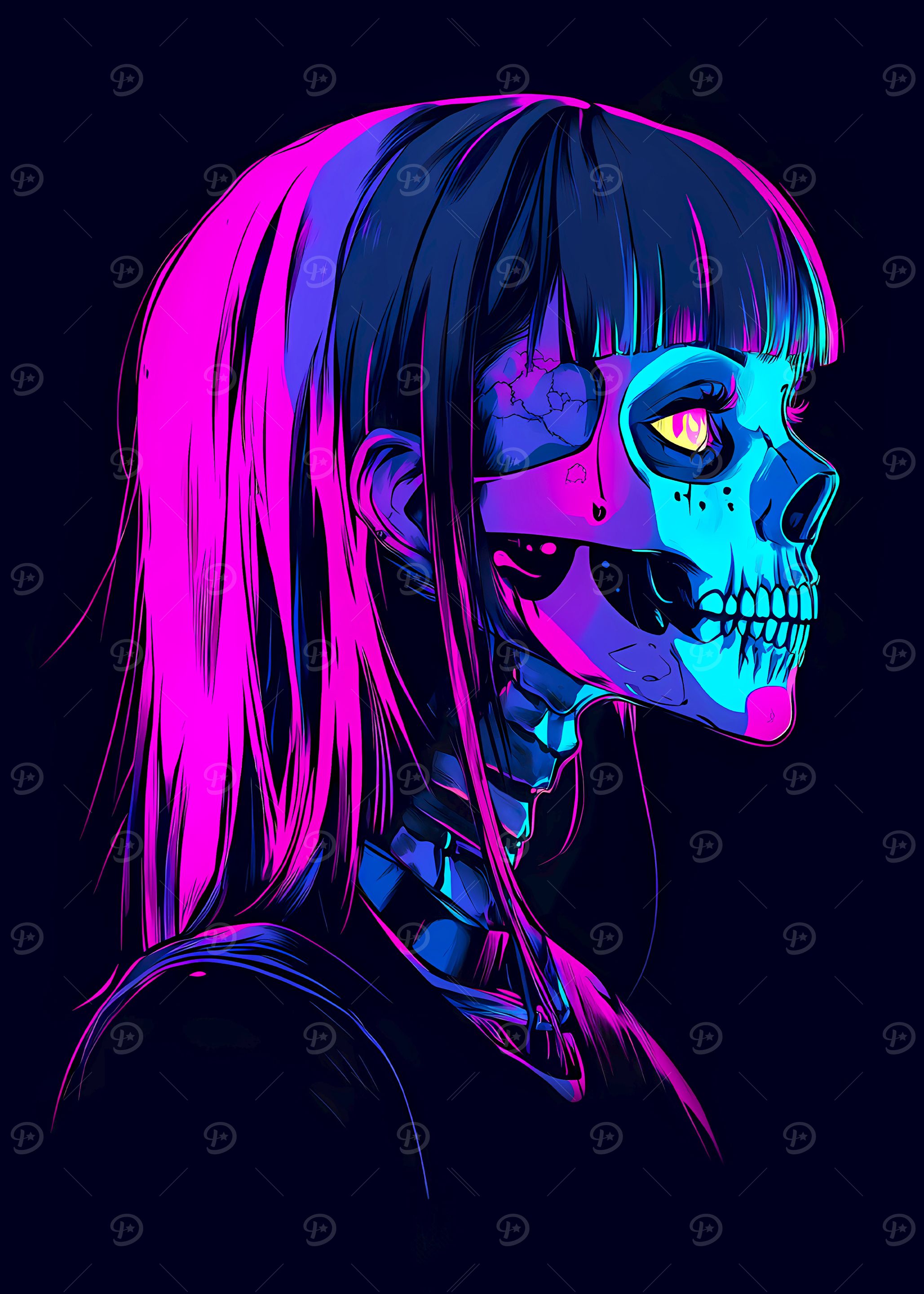 Cyberpunk Skull Girl