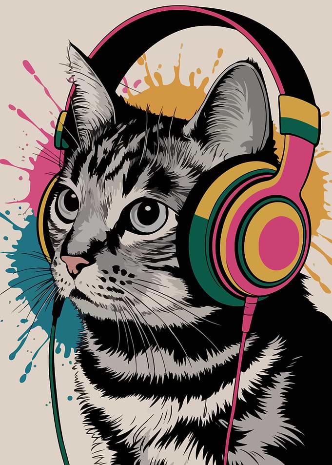 Cat with Headphones