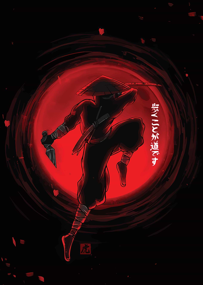 Ninja in Red Moon