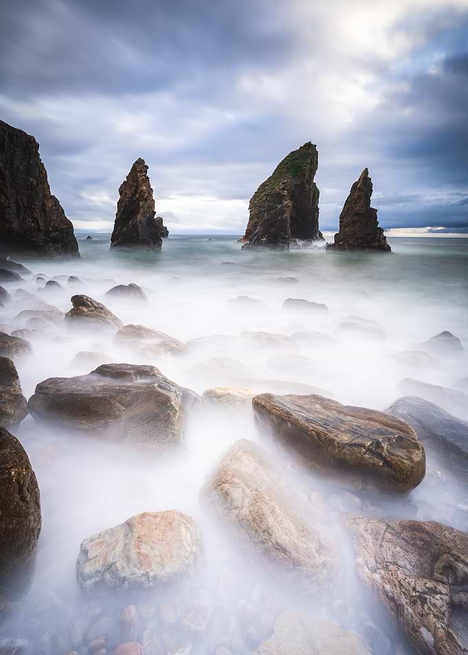 Sea Stacks and Misty Waves