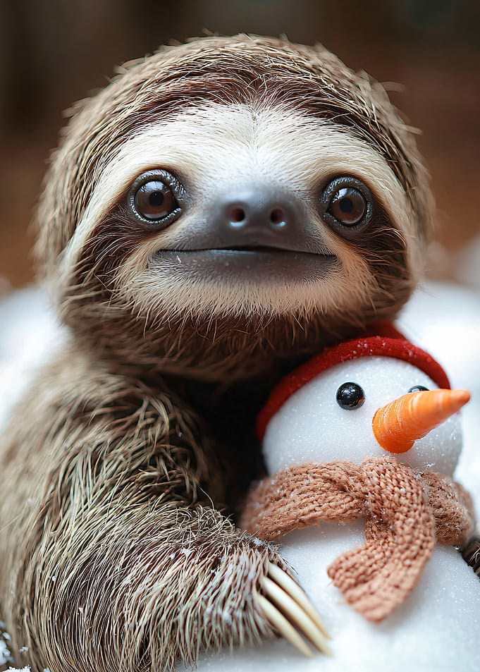 Sloth with Snowman