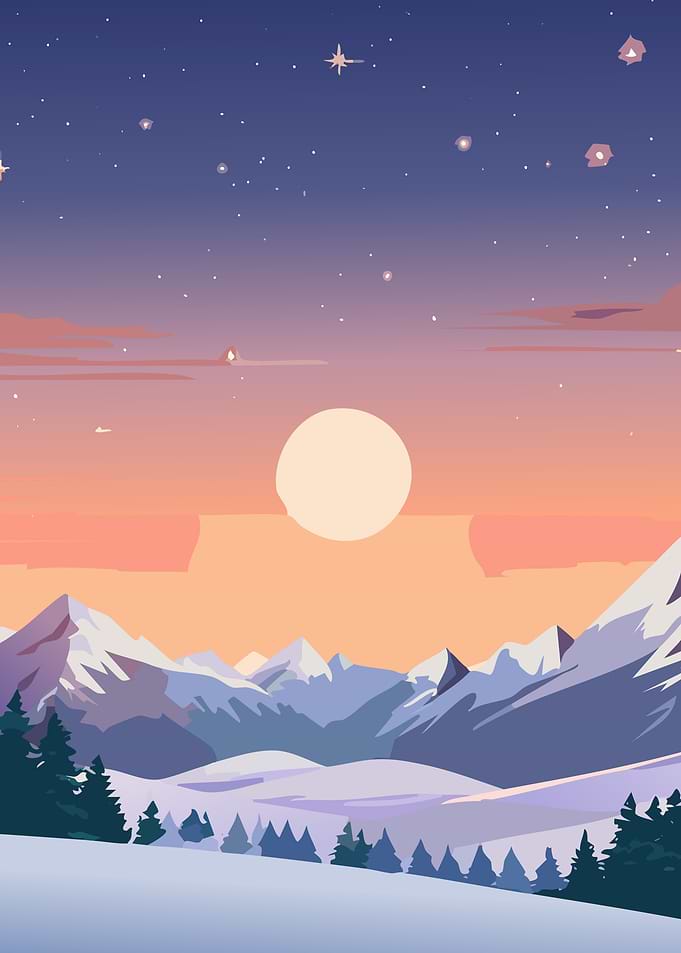 Snowy Mountain Sunset