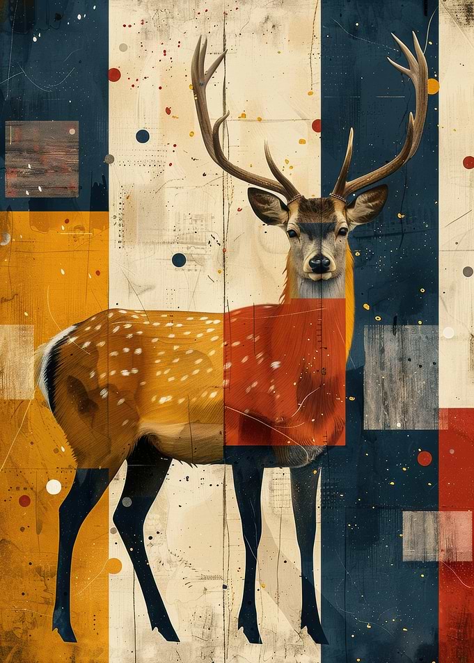 Geometric Deer Art