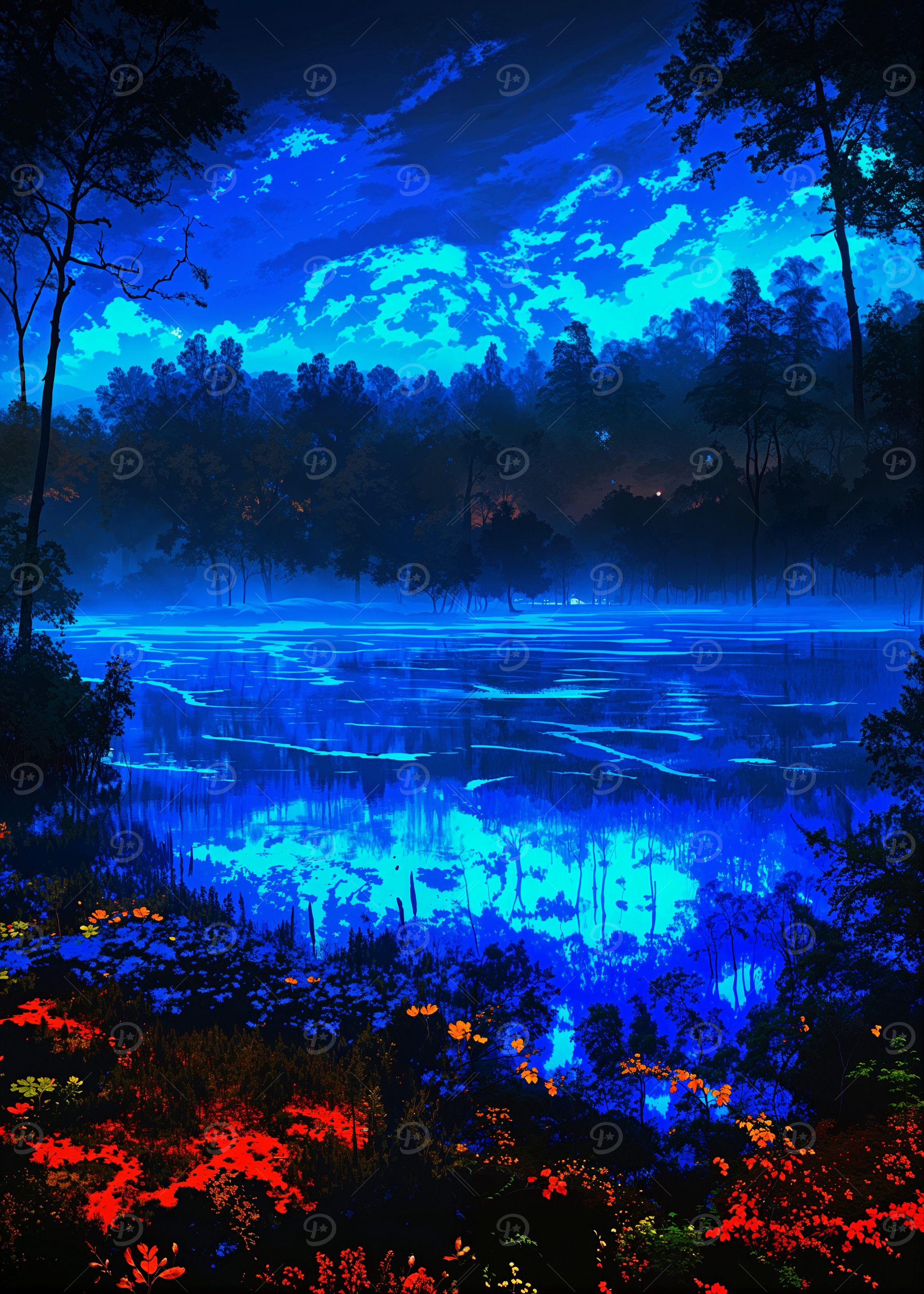 Blue Night Forest
