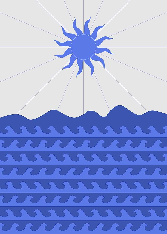 Blue Sun and Waves