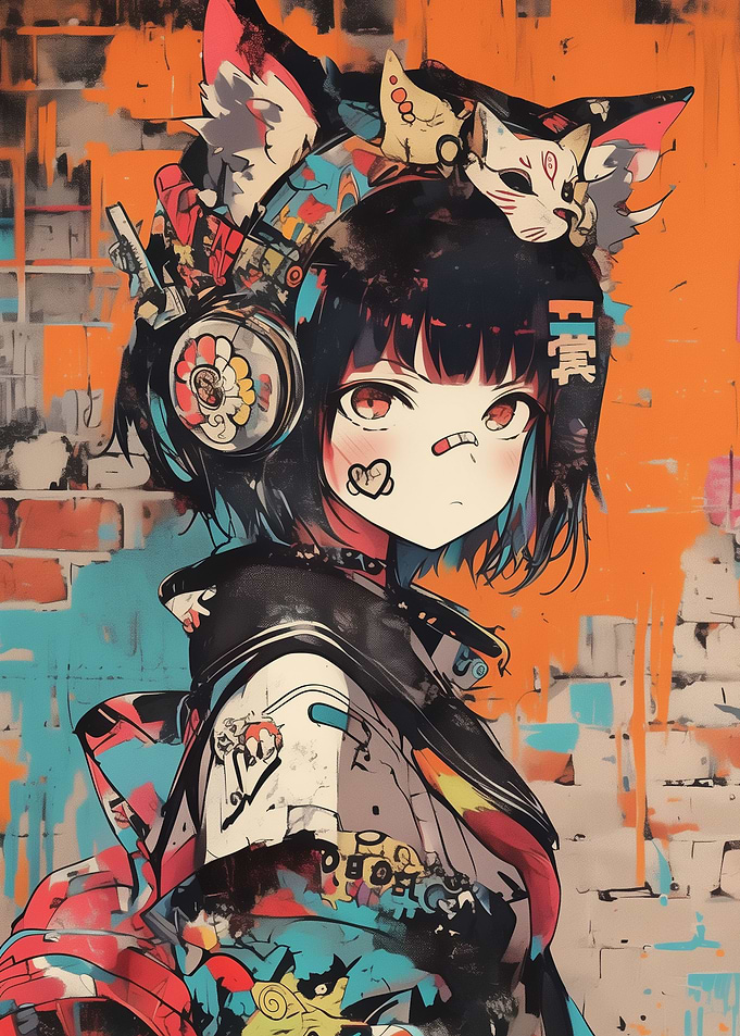 Anime Girl with Headphones