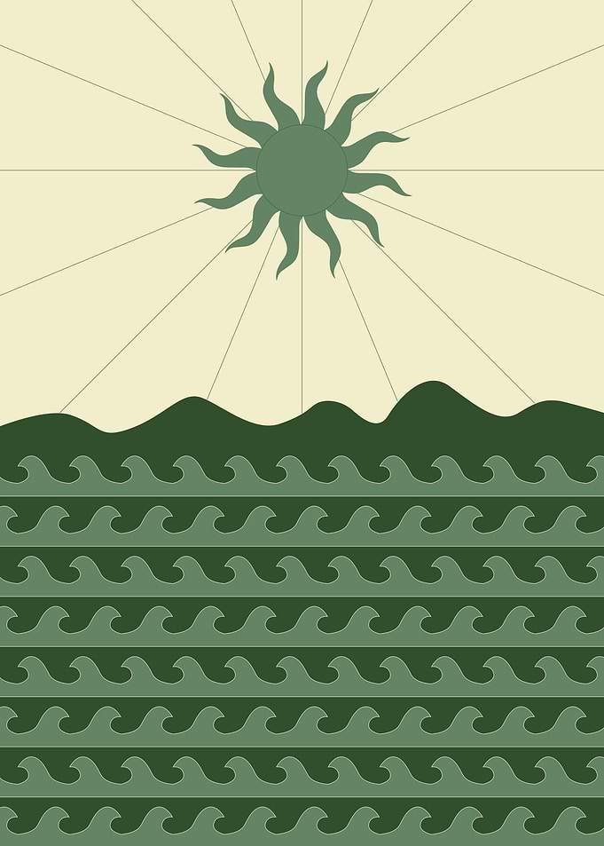 Green Sun and Waves
